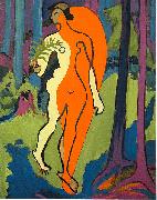 Ernst Ludwig Kirchner Nude in orange and yellow oil painting on canvas